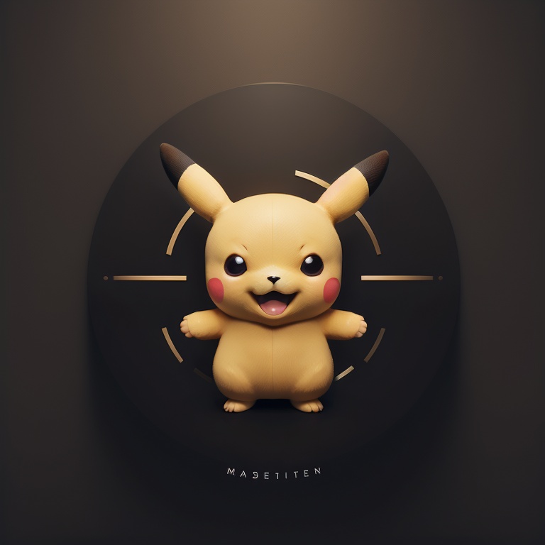 <lora:logo1.5v4:1.5>logo, graphic,Pikachu, solo, standing, full body, brown eyes, closed mouth, blurry, smile