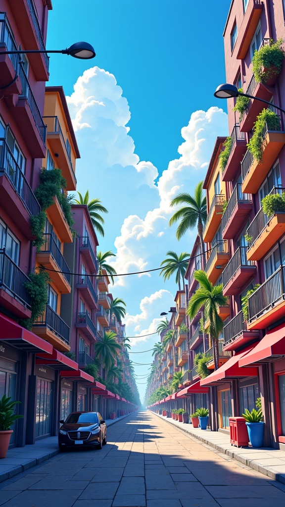 there is a street with a lot of buildings and a street light,endless street,detailed street,street background,rio de janeiro in an anime film,anime background art,style in ghibli anime style,summer street,city street view background,ghibli artstyle,japanese street,anime asthetic,ghibli vibe,style in ghibli anime,quiet street,studio ghibli anime screenshot,futuristic street,screenshot from a 2012s anime,background art,anime screenshot pattern,studio ghibli artstyle,empty street,colorful anime movie background,ghibli screenshot,reflections. by makoto shinkai,studio ghibli environment,urban street,striking artstyle,ghibli spirited away vibe,colorkey scene,animesque,british street background,anime scenery,