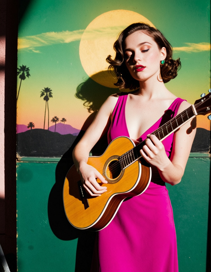 ehtechnicolor3,  portrait of a girl playing guitar on Tensor.Art