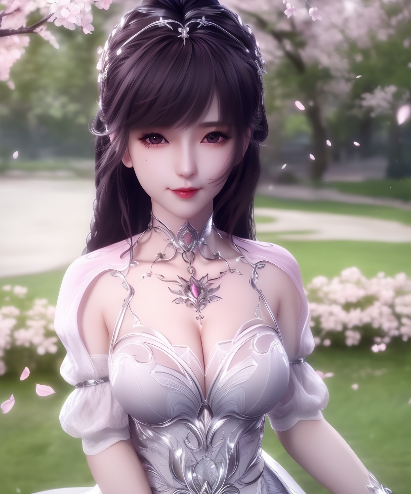 <lora:541-DA-斗罗大陆-小舞-神界:0.8>(,1girl, ,best quality, ),looking at viewer,  ultra detailed background,ultra realistic 8k cg,ultra detailed 8k cg,masterpiece,upper body,  (( , )),, ,science fiction,mole, ultra realistic 8k cg, ,    ,outdoors, sun,sunlight, cherry blossoms,      (cleavage), (),