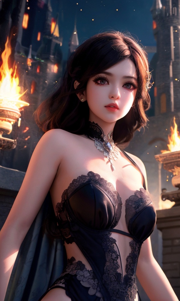 (,1girl, ,best quality, )<lora:365-DA-梦塔·雪谜城-艾妙妙:0.7>,,,ultra detailed background,ultra detailed background,ultra realistic 8k cg, ,masterpiece, (( , )),tamari \(flawless\),    ,castle,     pyrokinesis,  (()), (),
