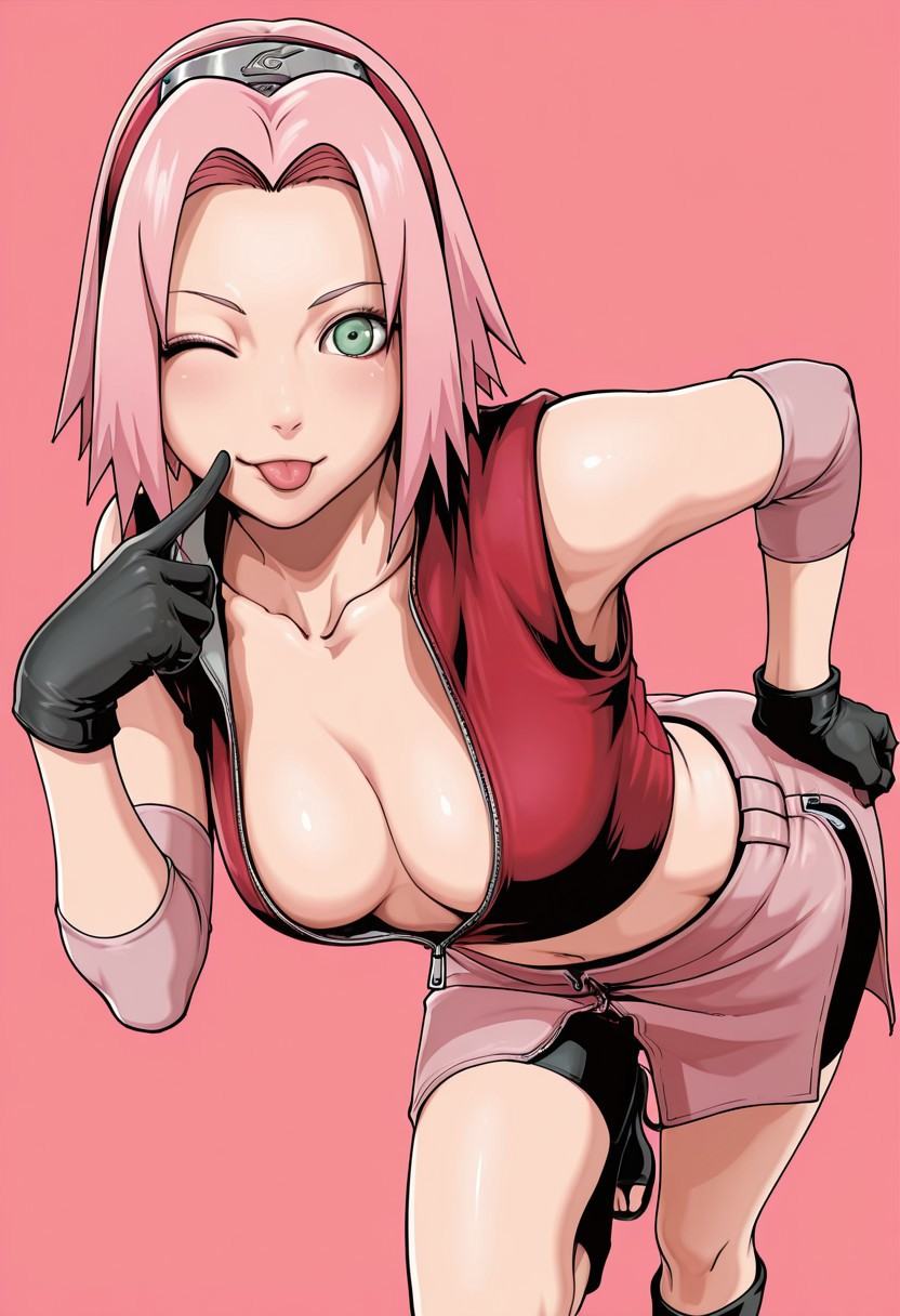 haruno sakura,  one eye closed,  :P on Tensor.Art