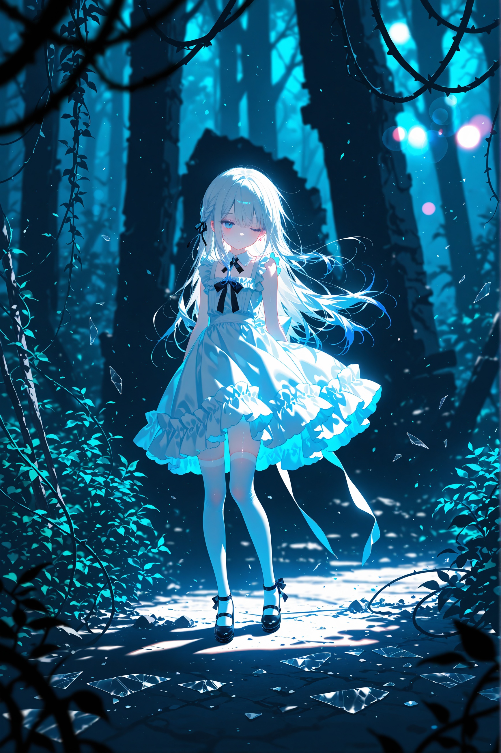 loli,masterpiece,best quality,high quality,loli,loli,loli,overexposure,chromatic_aberration,light,fair_skin,(detailed light),Blurred picture,lens flare,//,(colorful),loli,late at night,dark,dark,(detailed light),dark,an acacia,cassie,sponge-tree,vines,forest,ruins,Blurred picture,lens flare,hdr,1girl,broken glass,broken wall,aqua theme,white hair,blinking,white dress,closed mouth,constel lation,flat color,noline art,white hair,braid,blinking,maid,detached collar,bare shoulders,thighhighs,//,/,(chen bin:0.5),konya666,(hiten \(hitenkei\):0.4),(rimuu:0.5),(mignon:0.5),(sheya:0.6),//,//,official art,depth of field,detailed light,blurry background,best shadow,shiny skin,cinematic lighting,ray tracing,ultra-detailed textures,ultra-detailed body,ultra-detailed face,amazing quality,very aesthetic,absurdres,beast quality,ultra detailed,newest,8K,HDR,