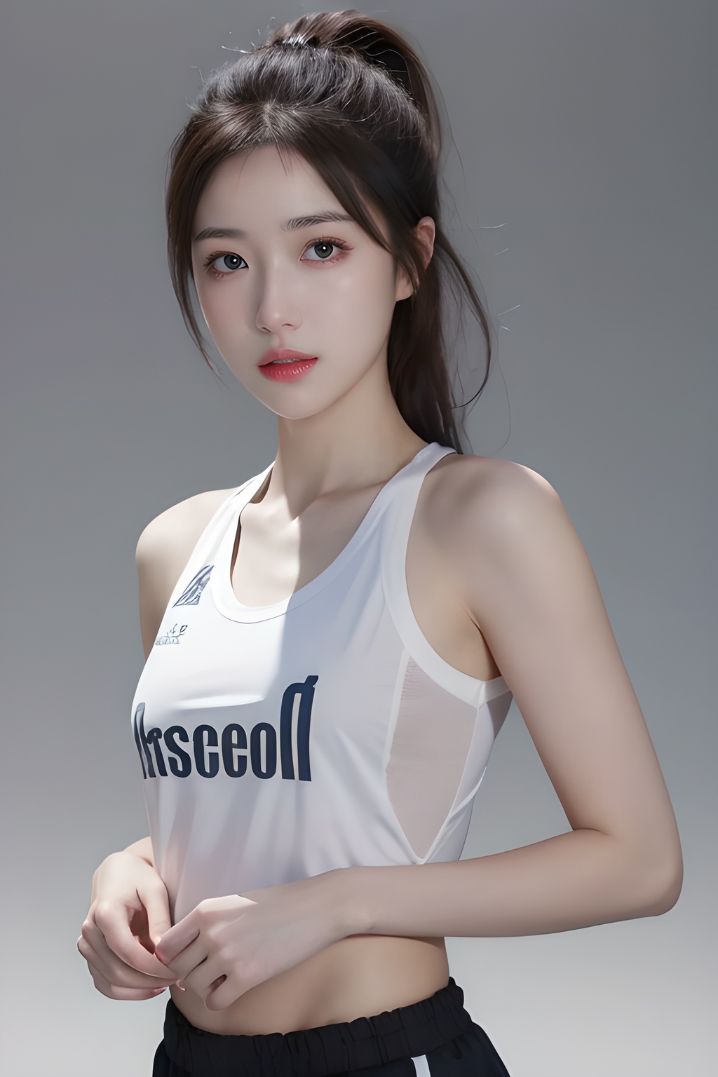 <lora:0811_10:0.7>,simple background,sportswear,, 1girl,realistic,masterpiece, best quality, photorealistic, HDR,detail