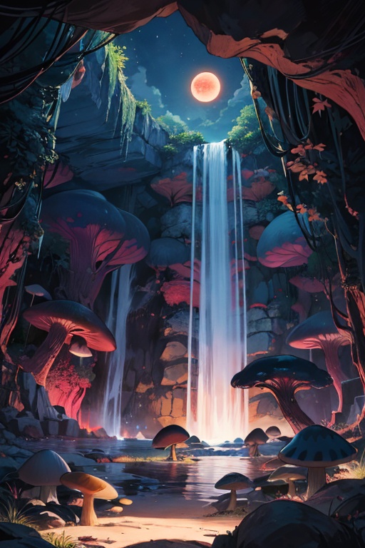 (white caverns),  blood moon,  cliffs on Tensor.Art