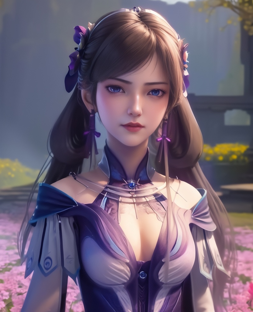 <lora:561-DA-炼气十万年-孔炎:0.8>(,1girl, ,best quality, ),looking at viewer,,anime,(masterpiece, top quality, best quality, official art, beautiful and aesthetic:1.2), (1girl)	, , (cleavage),extreme detailed,(fractal art:1.3),colorful, flowers ,highest detailed,(by Jeremy Lipking)    (cleavage), (),