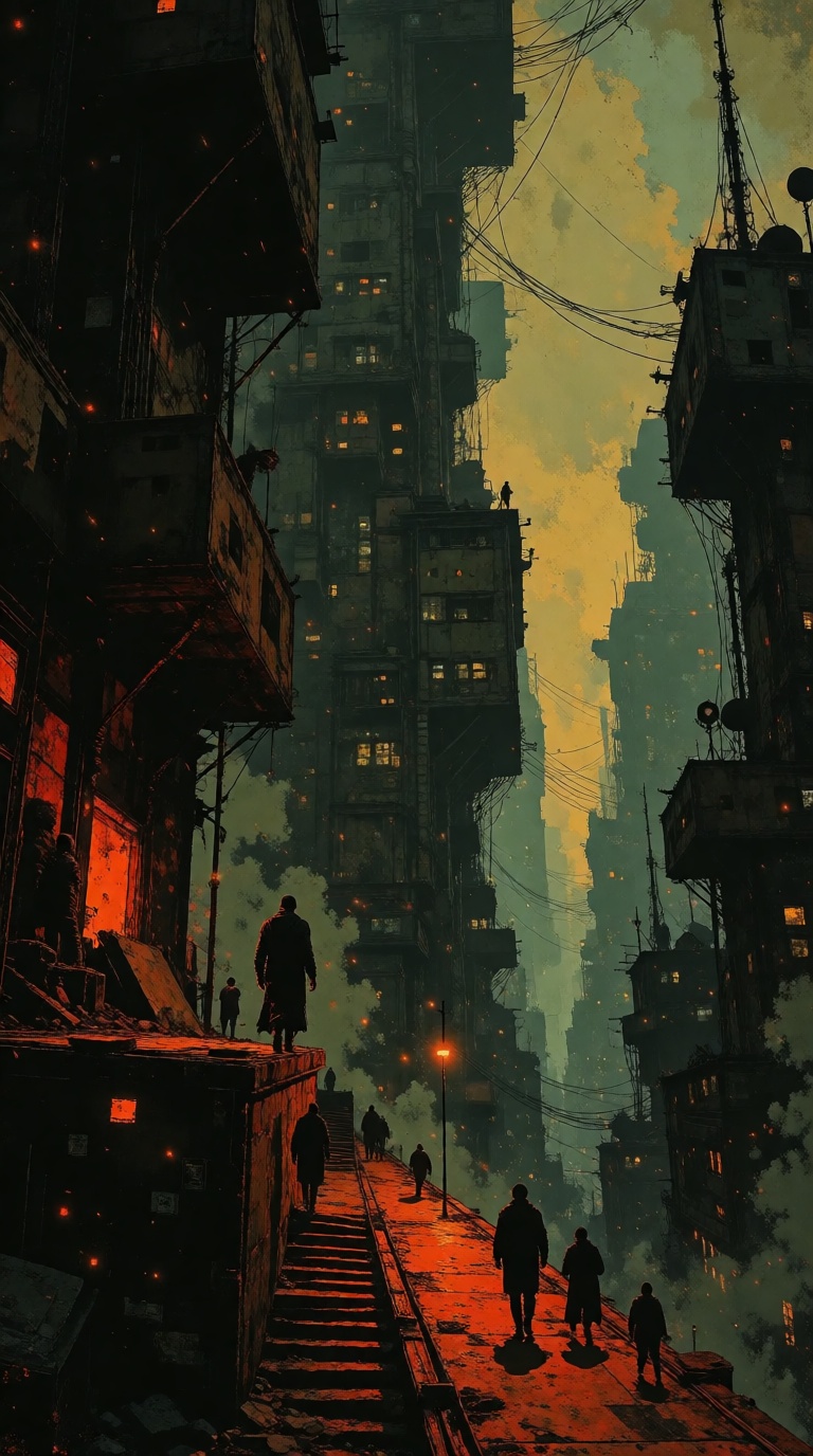 V1nt4geStyle,  a metropolis where elements of Royo's dark fantasy and Beksiński's nightmarish surrealism converge,  Escher...