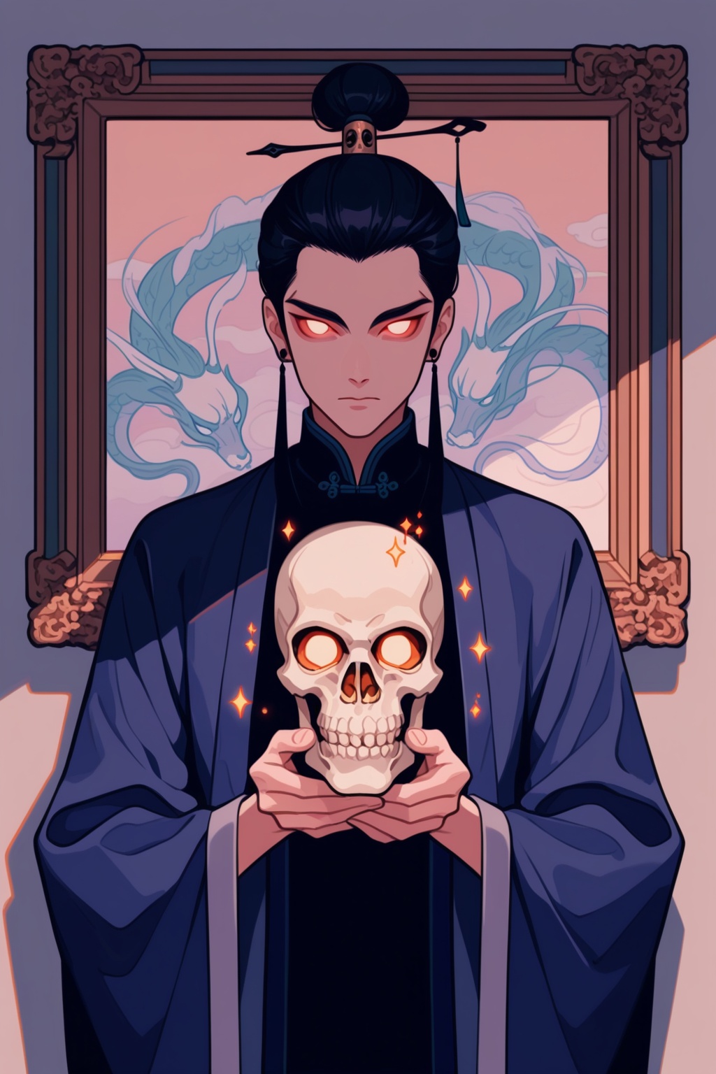 holding skull,  skull,  1boy on Tensor.Art
