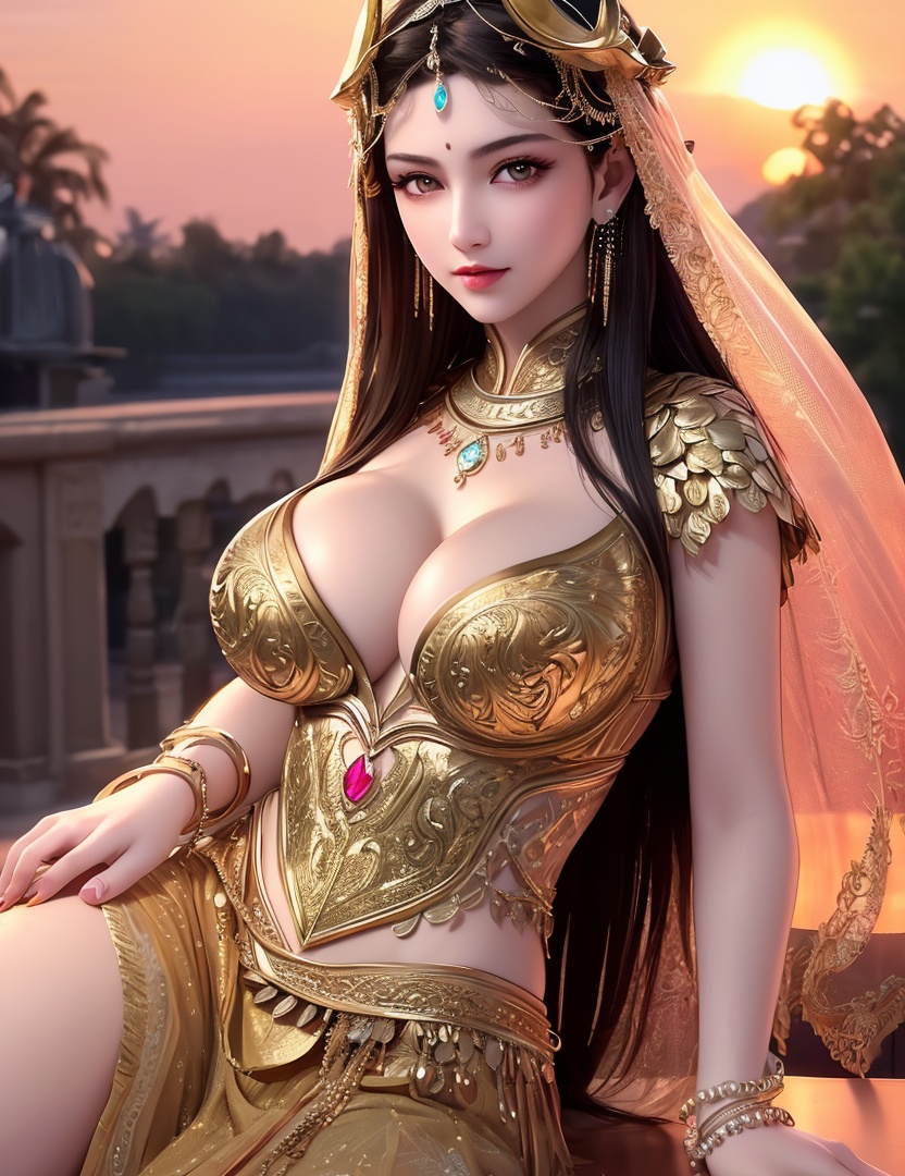 ultra realistic 8k cg, picture-perfect face, flawless, clean, masterpiece, professional artwork, famous artwork, cinematic lighting, cinematic bloom, perfect face, beautiful face, fantasy, dreamlike, unreal, science fiction,   lace, lace trim, lace-trimmed legwear, luxury, jewelry, diamond, gold, pearl, gem, sapphire, ruby, emerald, intricate detail, delicate pattern, charming, alluring, seductive, erotic, enchanting, hair ornament, necklace, earrings, bracelet, armlet,halo,autumn,((,1girl, pov,))  , ((((1girl, solo,outdoors, large breasts, sunset,  ))))  <lora:DA_MuQingQing:0.6>