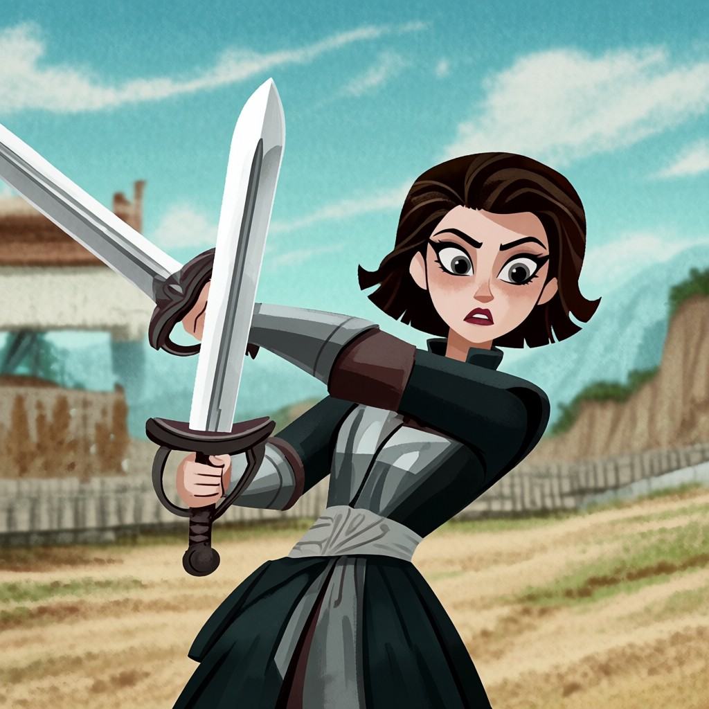 A woman holding a sword,  dynamic pose on Tensor.Art
