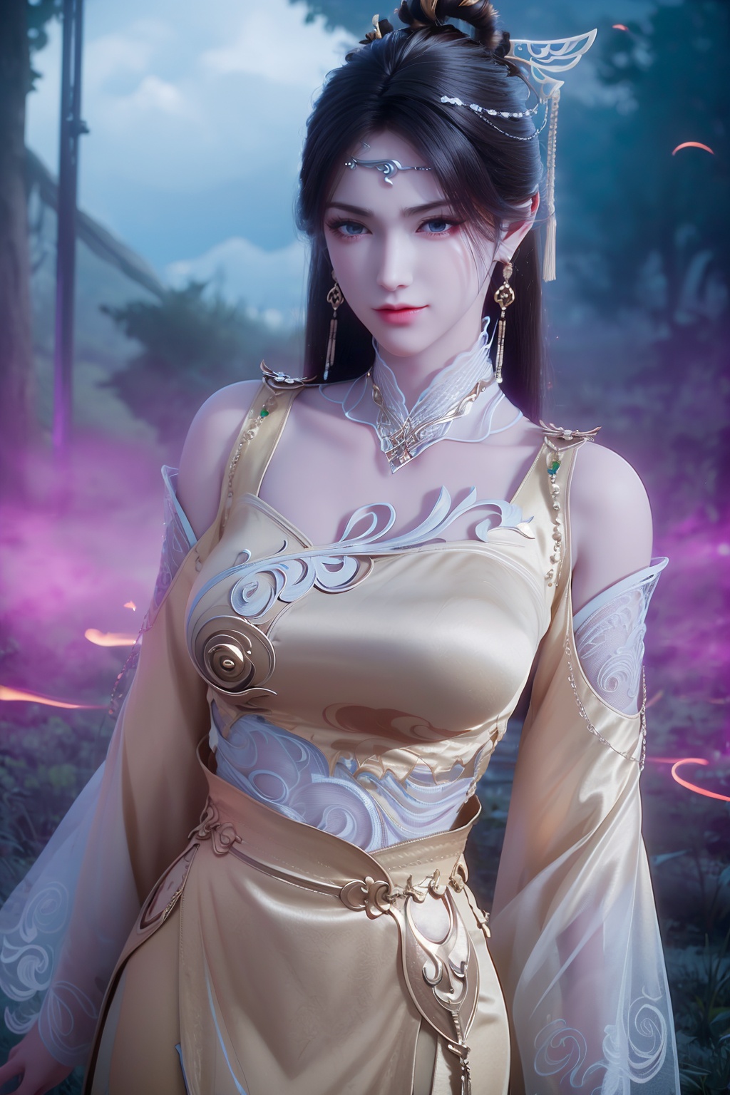 (8k, RAW photo, best quality, masterpiece:1.2),(super realistic, photo-realistic:1.3),ultra-detailed,extremely detailed cg 8k wallpaper,hatching (texture),skin gloss,light persona,(crystalstexture skin:1.2),(extremely delicate and beautiful),ultra-high resolution,surrealism,fantastical verisimilitude,fantastical creation,thriller color scheme,surrealism,abstract,psychedelic,1girl,solo,bare shoulders,very long hair,windy,shiny hair,light,shiny,purple eyes,lighting_eyes,glowing eyes, jewelry,earrings,hair ornament,fireflies,light particles,sky,(breasts, medium breasts, cleavage:1.2),(cheongsam:1.2),(European style rooms,aristocratic rooms,European style sofas:1.2),jpe-hd,<lora:0518金瓶儿:0.8>,ll-hd,<lora:1111白皙质感:0.5>,ty-hd,<lora:0110田野:0.6>,