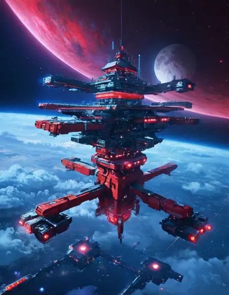 in space,  cyberpunk asian temple,  neons on Tensor.Art