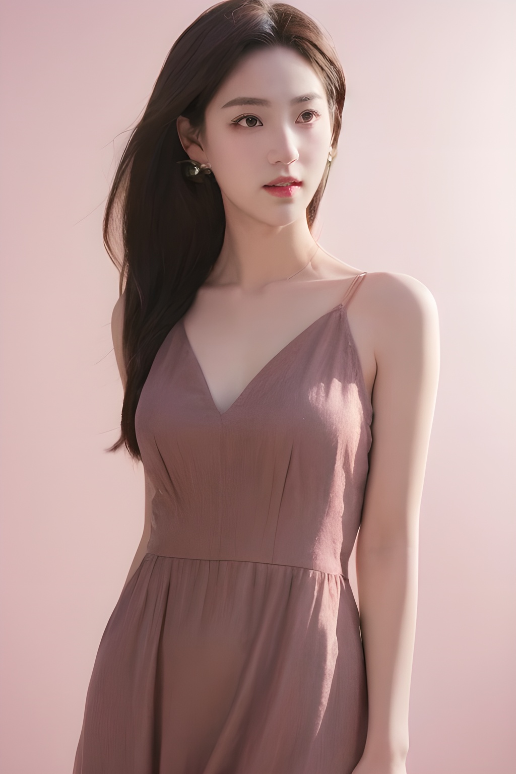 <lora:0828_03:0.5>,pink background, pink dress, 1girl,realistic,masterpiece, best quality, photorealistic, HDR,detail