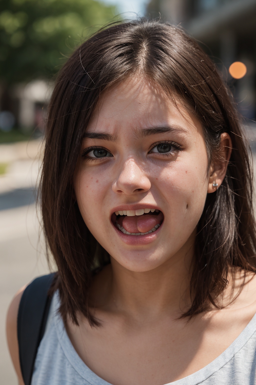 photo of a 18 year old girl,  screaming,  facing viewer on Tensor.Art