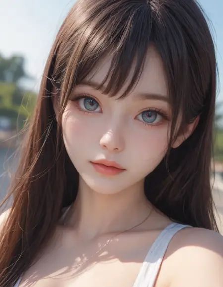 1girl, solo, long hair, zPDXL3, safe_pos, score_9, score_8_up, source_anime, rating_explicit, 8k, best quality, masterpiece, expressiveh, intricate details, ultra high res, sharp focus, digital art, cinematic, extremely detailed, cinematic light, photo studio lighting, Unreal Engine, dramatic angle, dynamic camera angle, unique perspective, unique angle, wide angle, dutch angle, foreshortening, blurred eyes, innocent, extra blush under eyes, big eyes, beautiful detailed eyes, detailed beautiful delicate face, realistic humid skin, detailed skin sexy pose, sensual posture, graceful pose, curvy, scenery