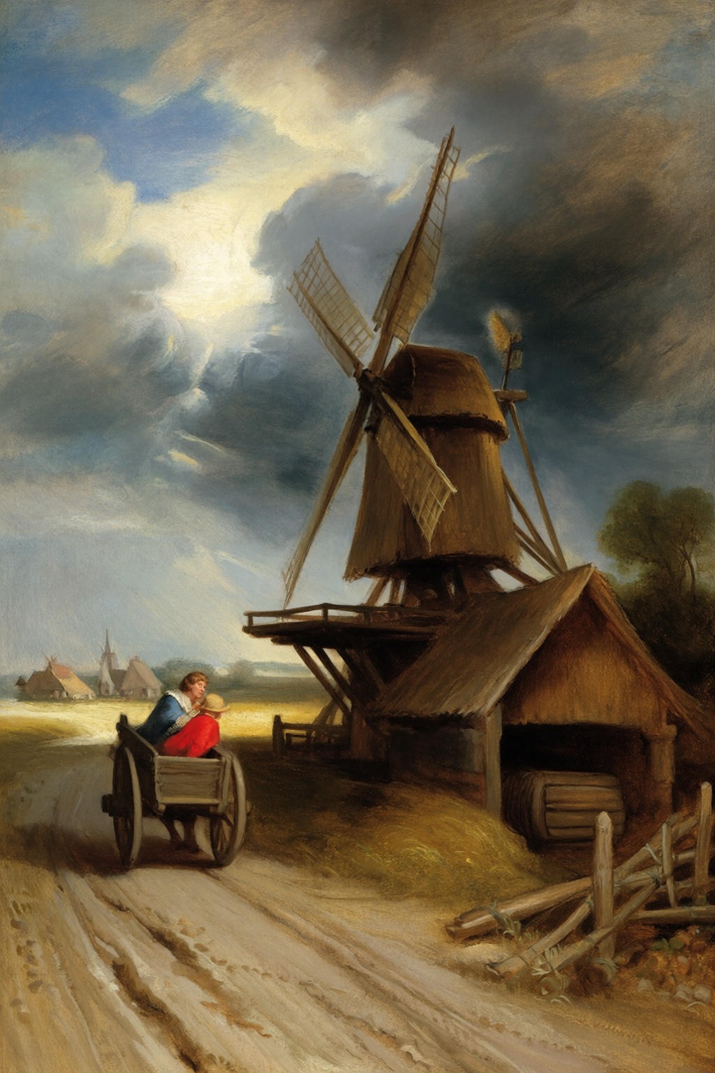 In the style of Peter Paul Rubens,  a landscape with a mill,  a windmill in a Flemish field on Tensor.Art