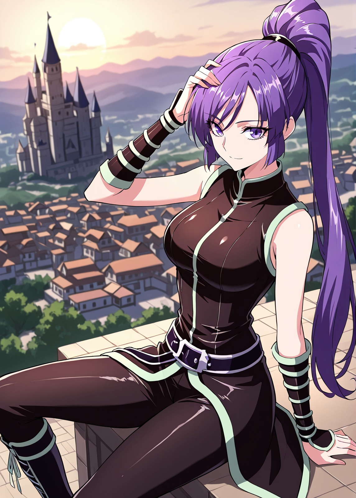 1 girl,  solo,  purple hair on Tensor.Art