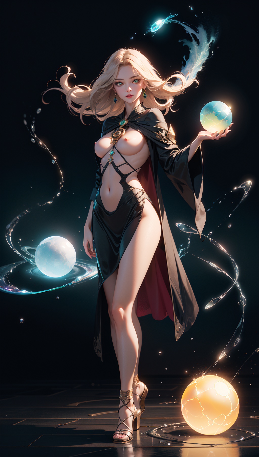 Detailed background,  (dungeon with spirits flying about),  particles on Tensor.Art