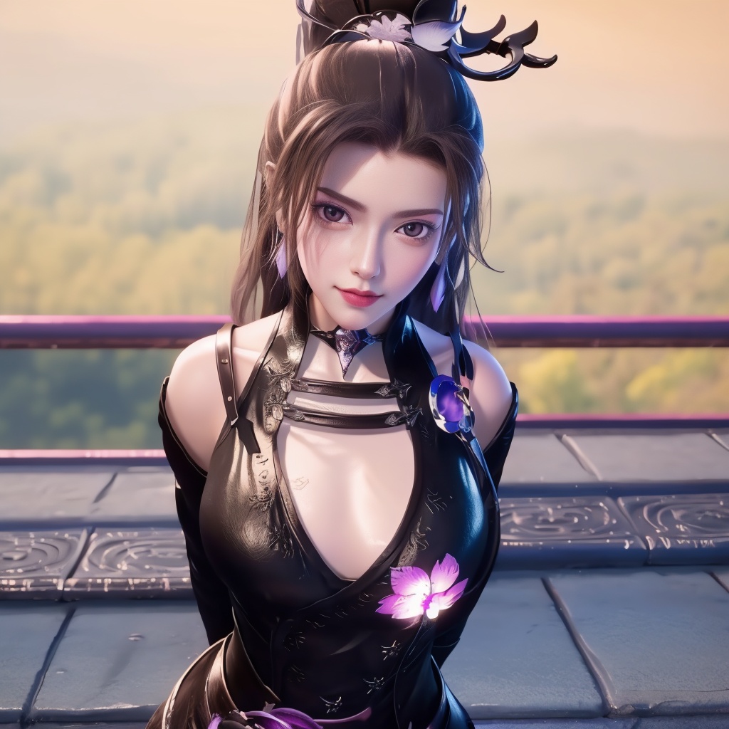 <lora:万界至尊-李雪衣-皮衣:0.8>, (,1girl, ,best quality, ),looking at viewer,  ,ultra realistic 8k cg,, ,masterpiece, (( , )),, ,   ,   cure blossom,  ,,  (cleavage),,  (), ,,