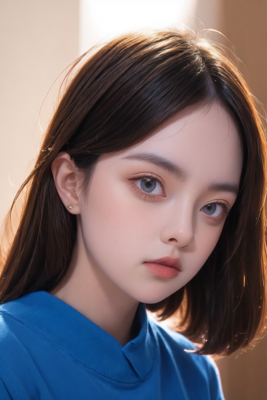 1girl,portrait,blue clothes,<lora:Again_Girl_A15_1:1>