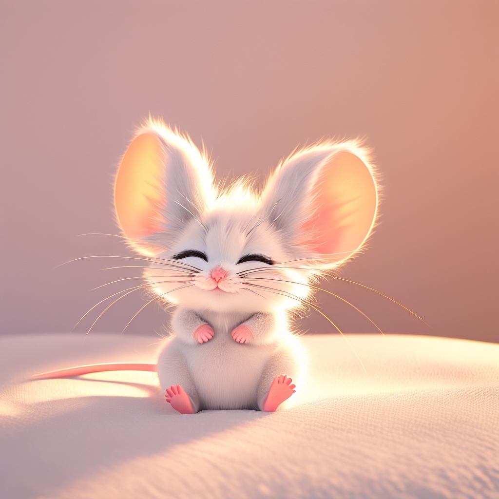 zishu,mouse,^ ^,:3,whiskers,cute,cc-color-correction,mf-movie-filter,warm colors,whimsy and dramatic lighting,white fur,big mouse ears,<lora:zishu_v2:0.8>,
