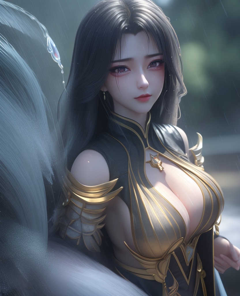 <lora:549-DA-百炼成神-司妙玲:0.8>(,1girl, ,best quality, ),looking at viewer,  ,,ultra detailed background,ultra detailed background,ultra realistic 8k cg,  ,masterpiece, (( , )), ultra realistic 8k cg, ,   crying with eyes open,    ,eyelashes,magic,hydrokinesis,sweat, wet, rain, ,       (cleavage), (),