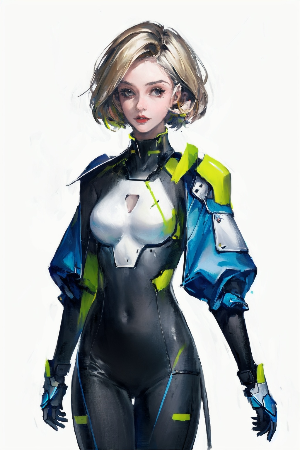 (1girl,solo,)white background,looking at viewer,simple background, Game character, original design, 