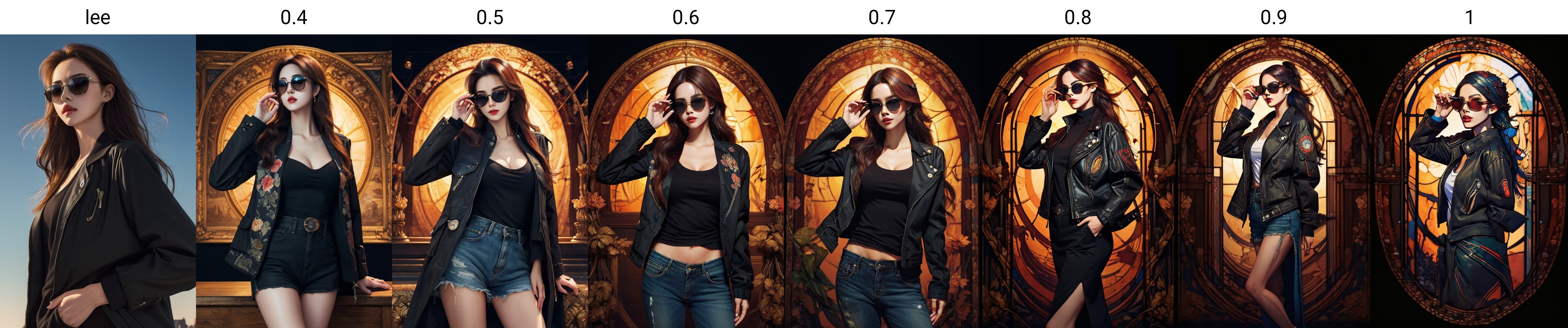 <lora:agchbl_64-000014:lee>,agchbl,(best quality),((masterpiece)),(highres),illustration,original,extremely detailed,a woman with long hair wearing a black jacket and sunglasses,half body,