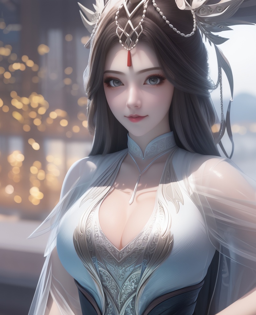 <lora:557-DA-百炼成神-玉婆婆:0.8>(,1girl, ,best quality, ),looking at viewer,  ,ultra detailed 8k cg, ultra detailed background,  ,masterpiece, (( , )) , lake,upper body,   (cleavage), (),