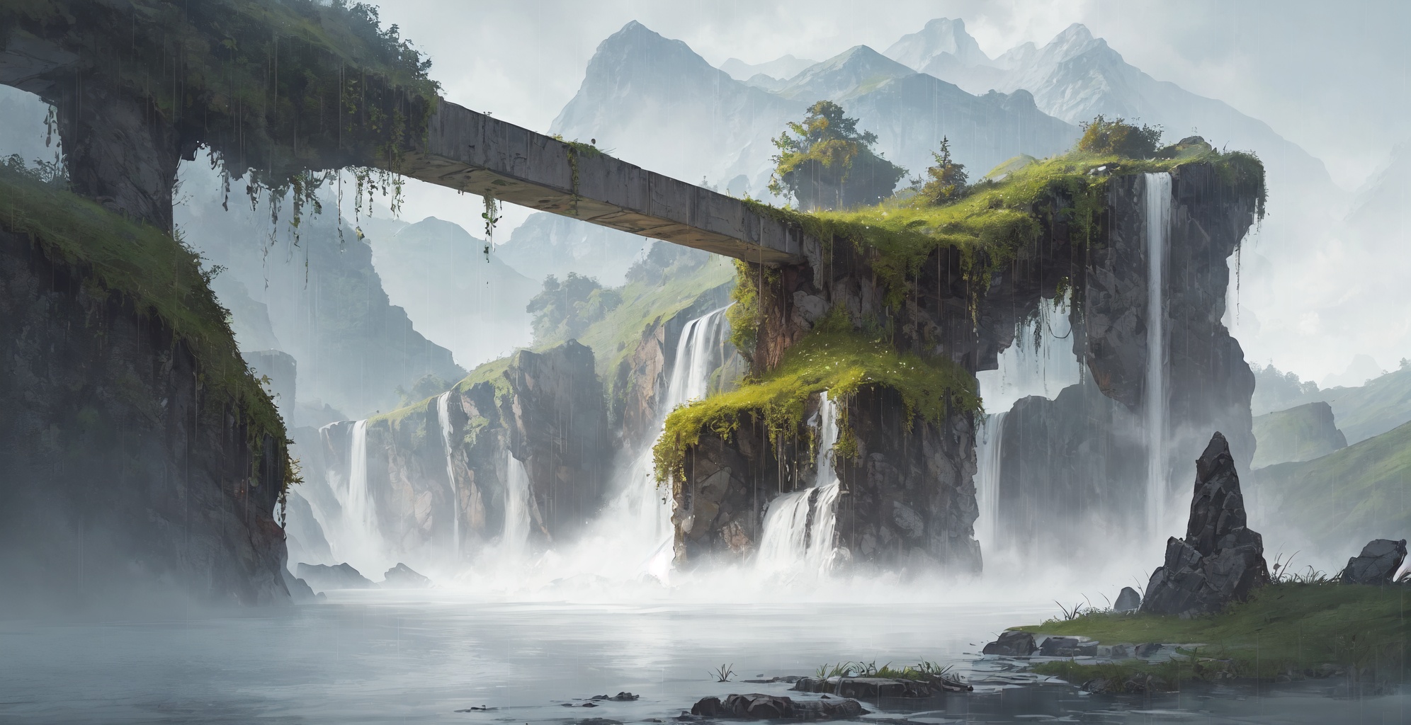 <lora:Chinese CG scene_v1:1>,HD,cg,Chinese CG scene,unreal 5 engine,floating island,abg,there is a waterfall left in the middle,rain, <lora:20231201-1701409019140:0.45>