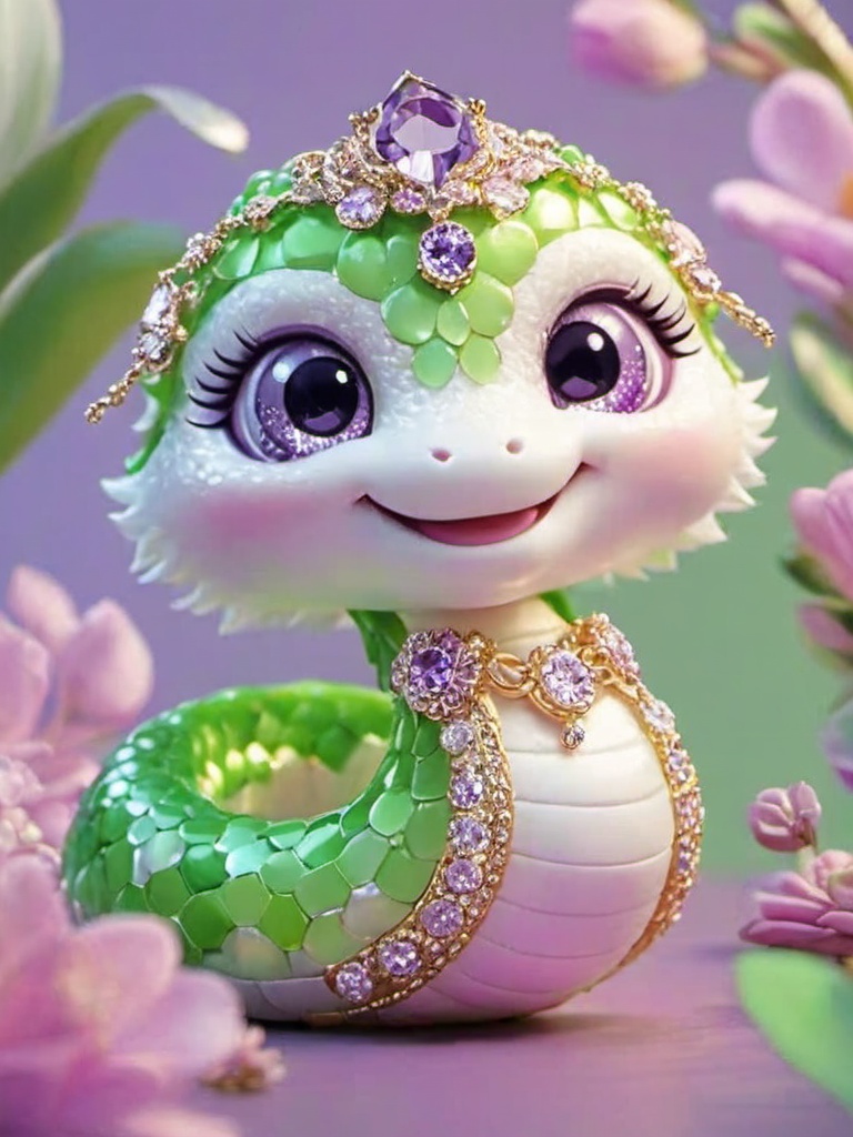 shebb,no humans,gem,jewelry,smile,purple eyes,solo,blush,green background,<lora:shebb:0.8>,, masterpiece, best quality,