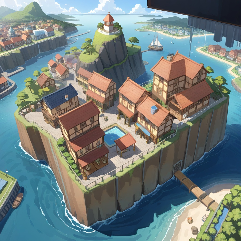 a0b,  isometric,  small island city on Tensor.Art
