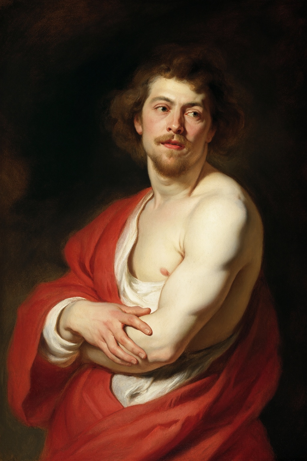 In the style of Peter Paul Rubens,  a self-portrait as a young man,  the painter in elegant clothing on Tensor.Art