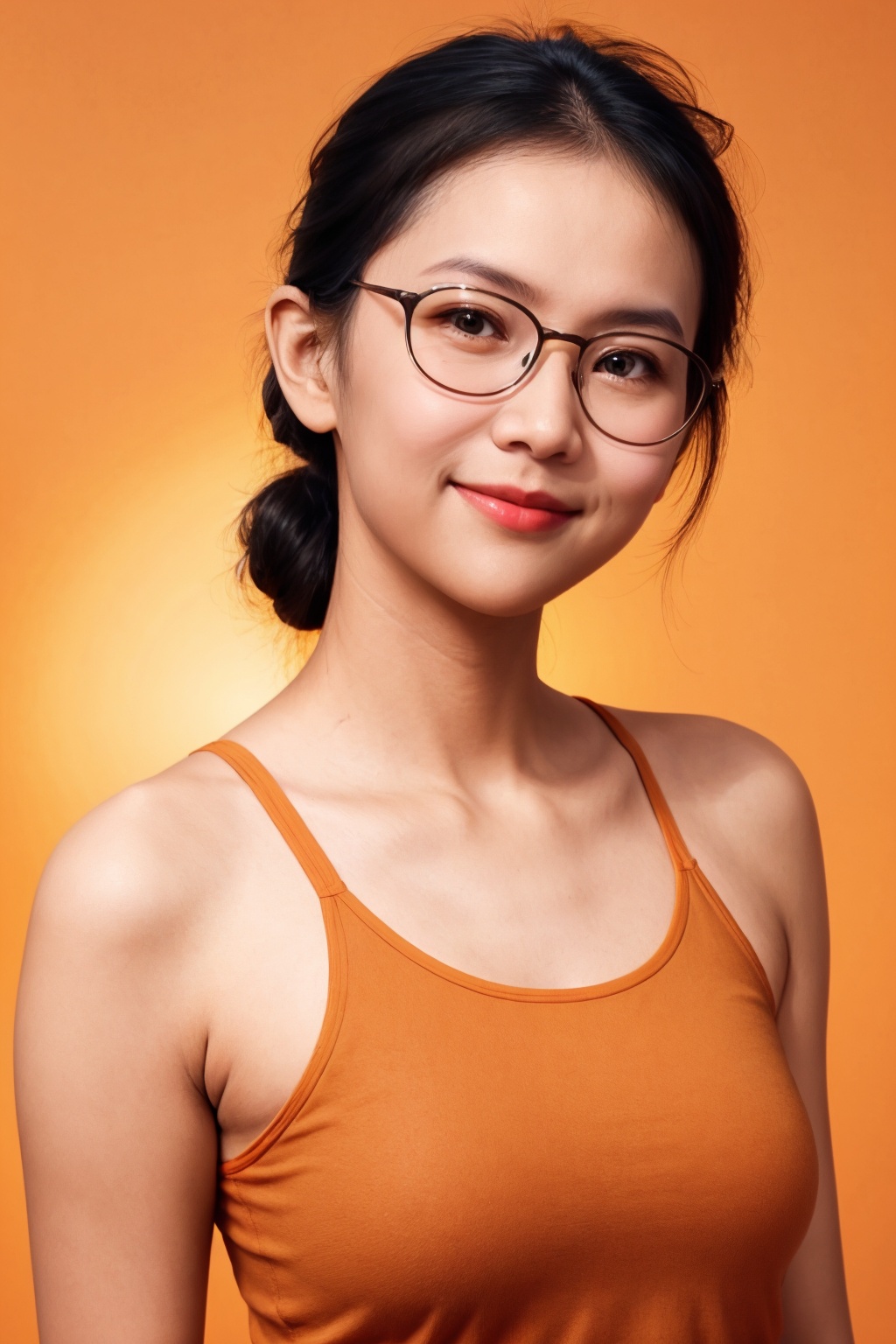 cute woman,  chignon,  glasses on Tensor.Art