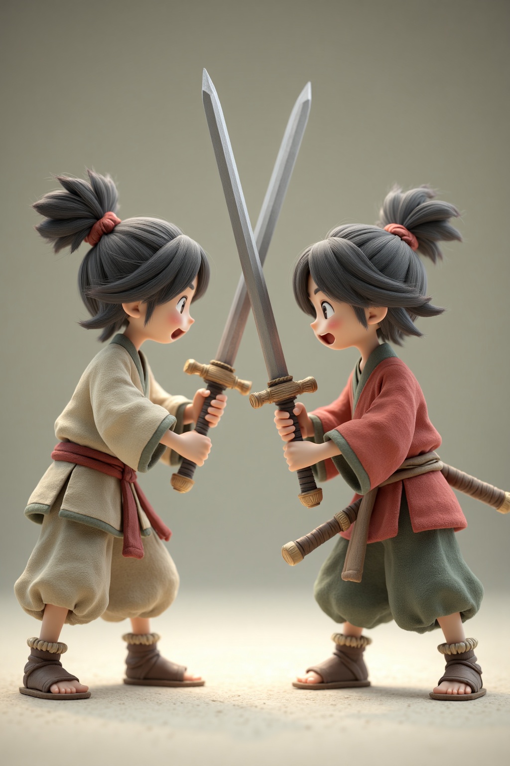 beijihui,sword duel between siblings in training,playful smirks,