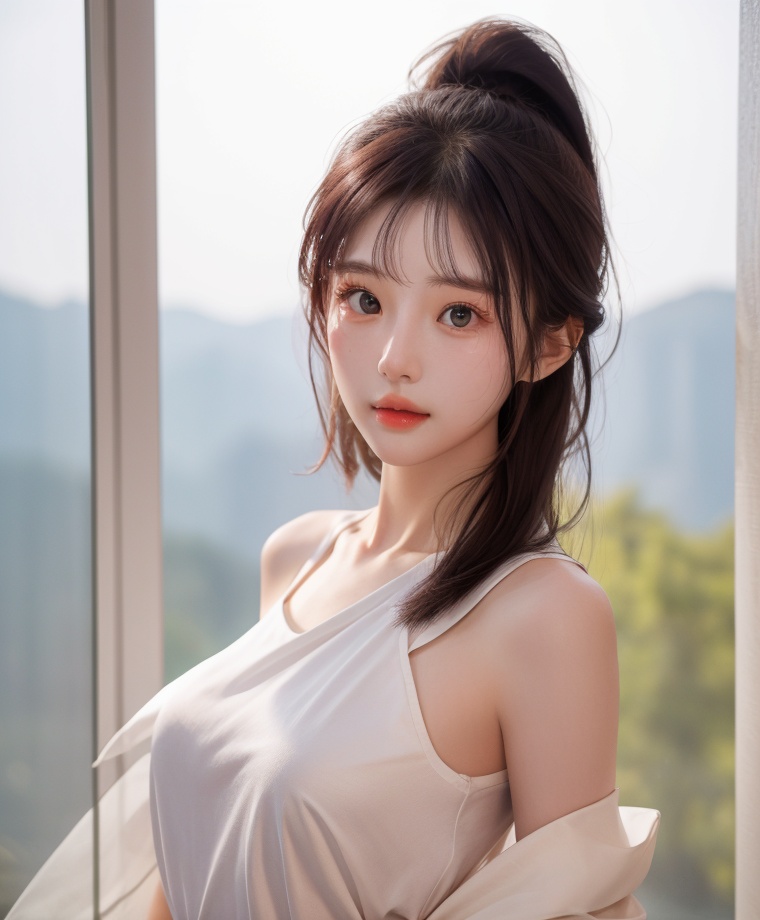 1girl,delicate features,upper body,looking at viewer,