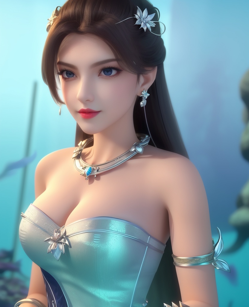 <lora:569-DA-星辰变-朔燕:0.8>(,1girl, ,best quality, ),looking at viewer,masterpiece, ((((, solo,  , ,solo focus, ,underwater, )))) ,ultra realistic 8k cg,   clean, masterpiece,     cinematic lighting, cinematic bloom,  (( , )),, , unreal, science fiction, luxury, jewelry, diamond, gold, pearl, gem, sapphire, ruby, emerald, intricate detail, delicate pattern, charming, alluring, seductive, erotic, enchanting, hair ornament, necklace, earrings, bracelet, armlet,,(cleavage),