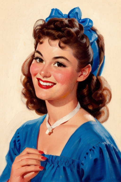 woman posing for a picture,  smiling,  hair ribbon on Tensor.Art