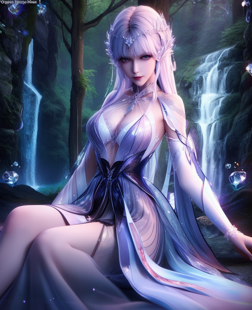<lora:587-DA-神印王座-圣采儿-觉醒:0.8>(,1girl, ,best quality, ),looking at viewer,  ,ultra detailed background,ultra detailed background,ultra realistic 8k cg,(masterpiece:1.2),(best quality:1.2),(ultra detailed:1.2),(official art:1.3),(beauty and aesthetics:0.8),detailed,(intricate:0.8),(highly detailed),(solo),delicate countenance,1girl,fancy,(glassy texture:1.2),(crush:1.2),8k,accessory,tattoo,(transparent:1.1),gown,energy encirclement,instant,in the twinkling of an eye,upper body,woman in a mythical forest, masterpiece, perfect face, intricate details, horror theme, raw photo, photo unp(cleavage),,