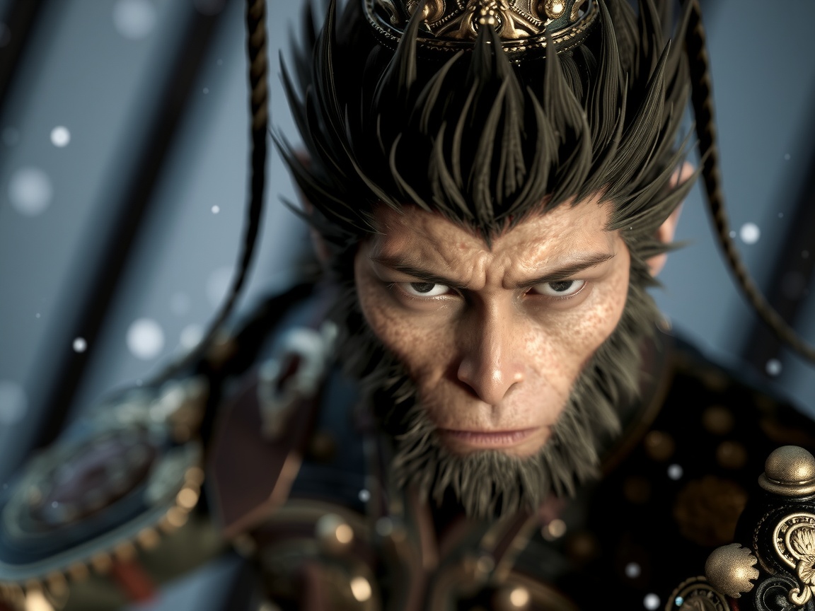 wukong,  full body,  headdress is two long ribbons on the crown on Tensor.Art