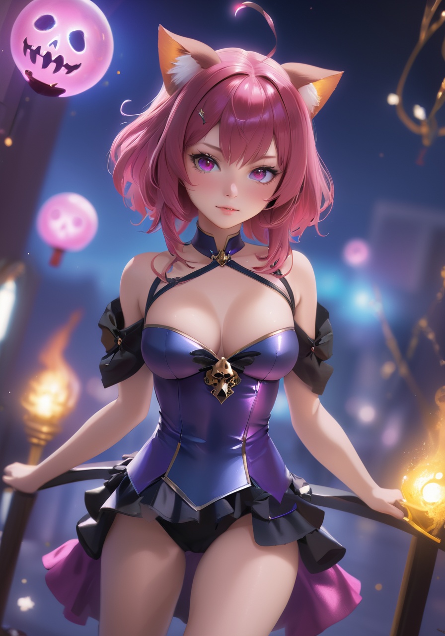 realistic,  a pretty 19-year-old dark magical-girl plotting mischief,  dark magical-girl outfit on Tensor.Art
