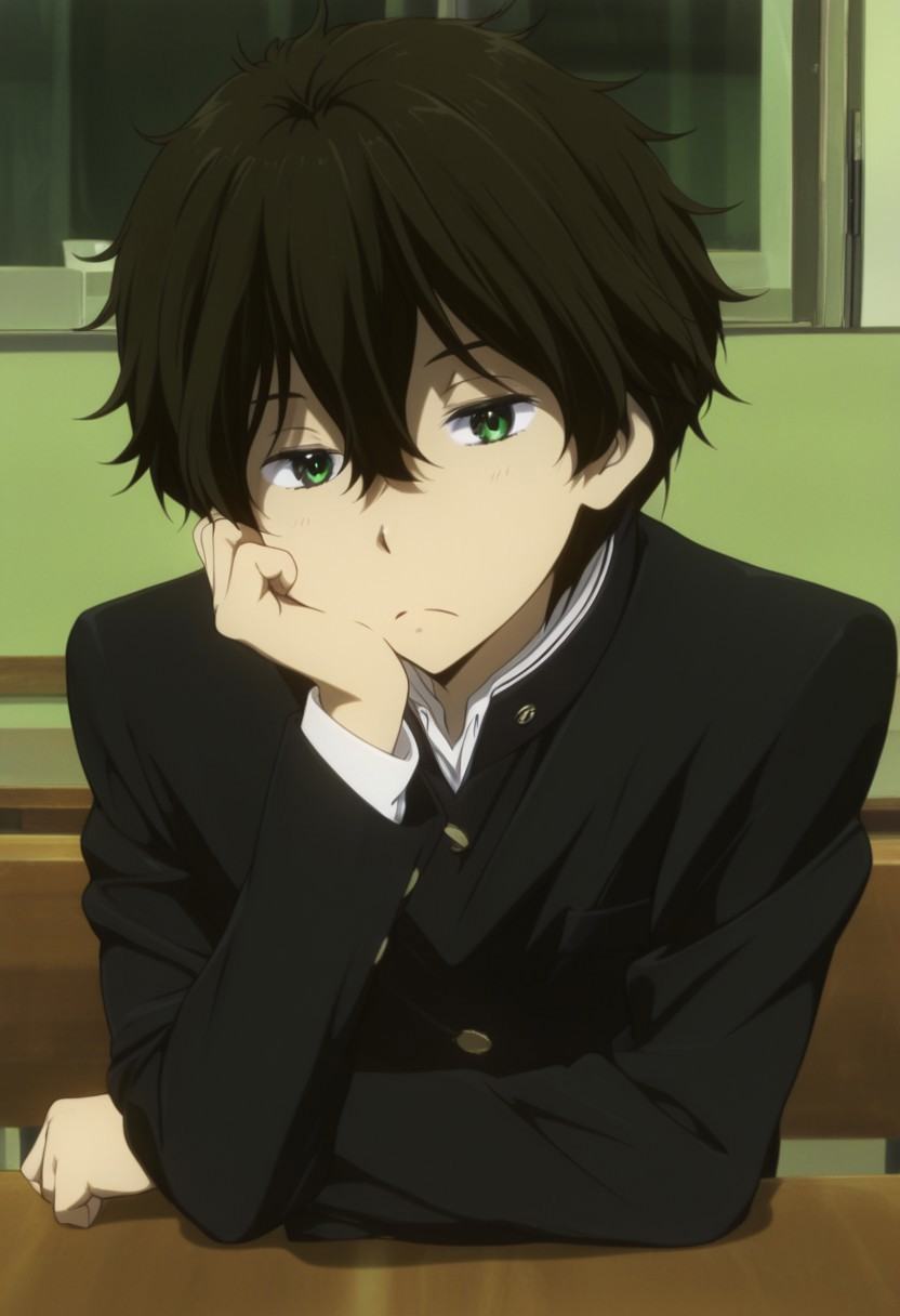 Anime,  solo male,  Houtarou Oreki from Hyouka anime on Tensor.Art