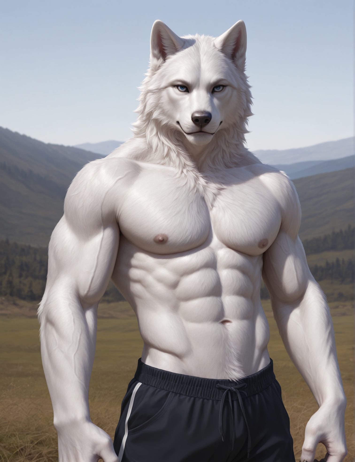 anthro,  white wolf,  male on Tensor.Art