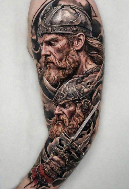 (Complete),  Color Desing Tattoo of a Viking in war on Tensor.Art