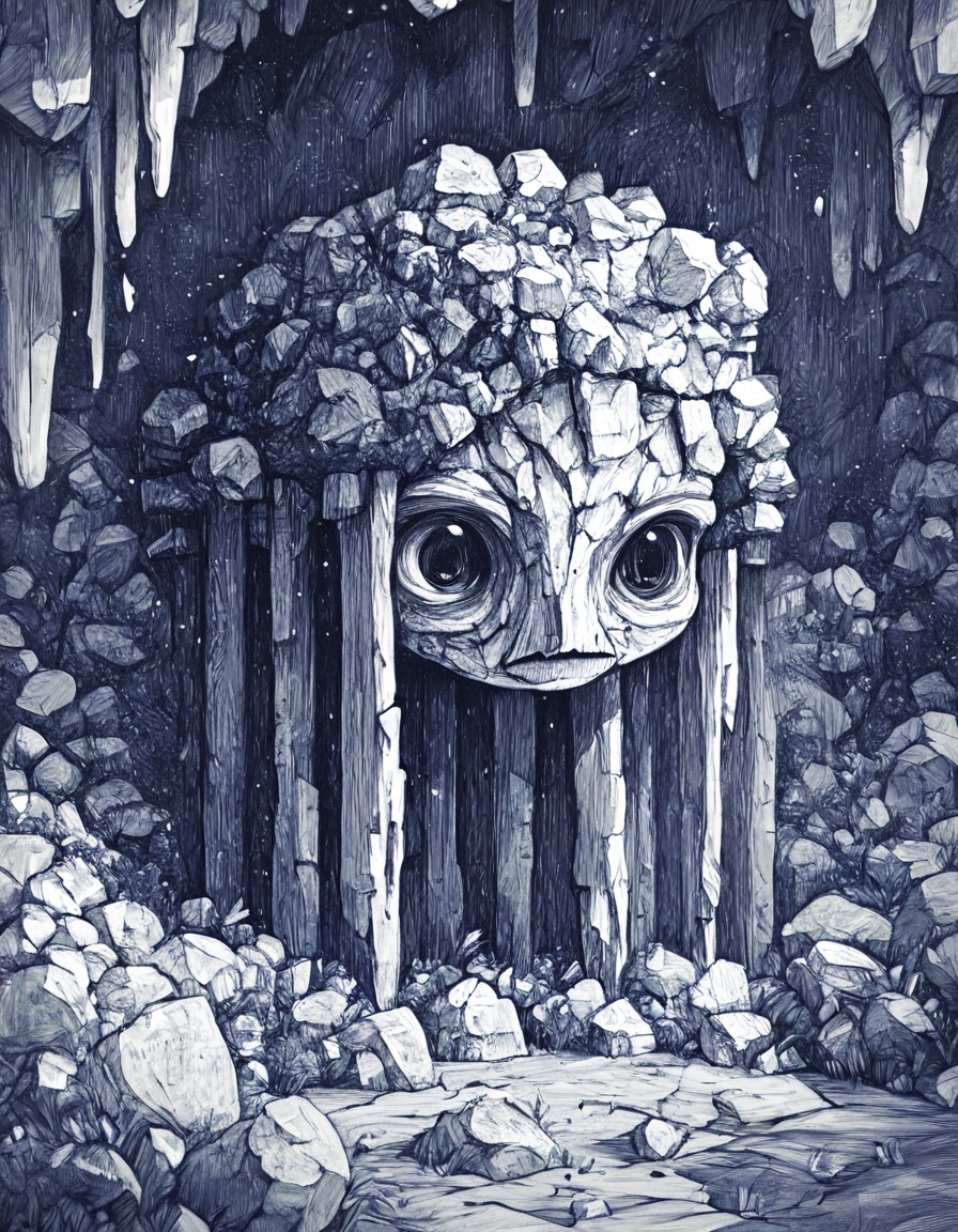 ncpy42 style cave monochrome pen lineart,  flat color ,  score_9 on Tensor.Art
