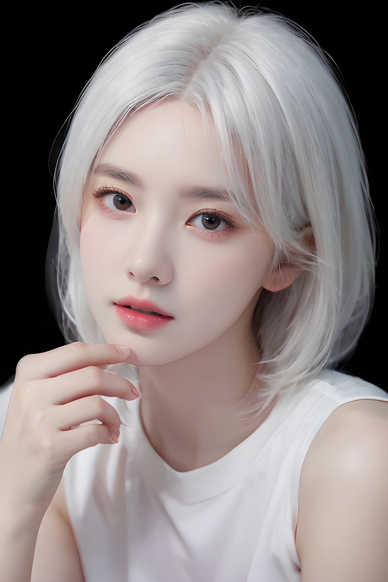 (4k, best quality, highres, absurdres, masterpiece:1.21), (realistic:1.331), detailed and intricate, 1girl,(white hair:1.4), red shirt, Realistic,Masterpiece,18 - year - old beautiful girl and monster,pearl - like eyes,extremely delicate facial depiction,heavy rain,crazy body movements,exaggerated perspective,poster,androgyny,fashion,dramatic lighting,strong tones,distortion style,32k UHD,chinese girls, <lora:girlslike_lyer2:0.7>, <lora:meinv123:0.3>