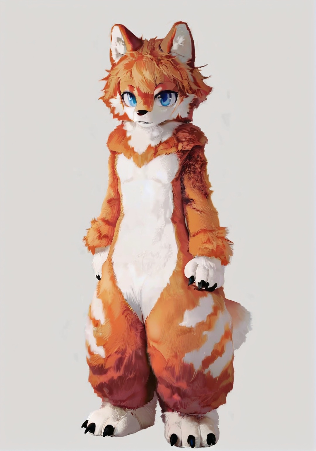 furry wolf,  orange and white fur,  furry paws on Tensor.Art