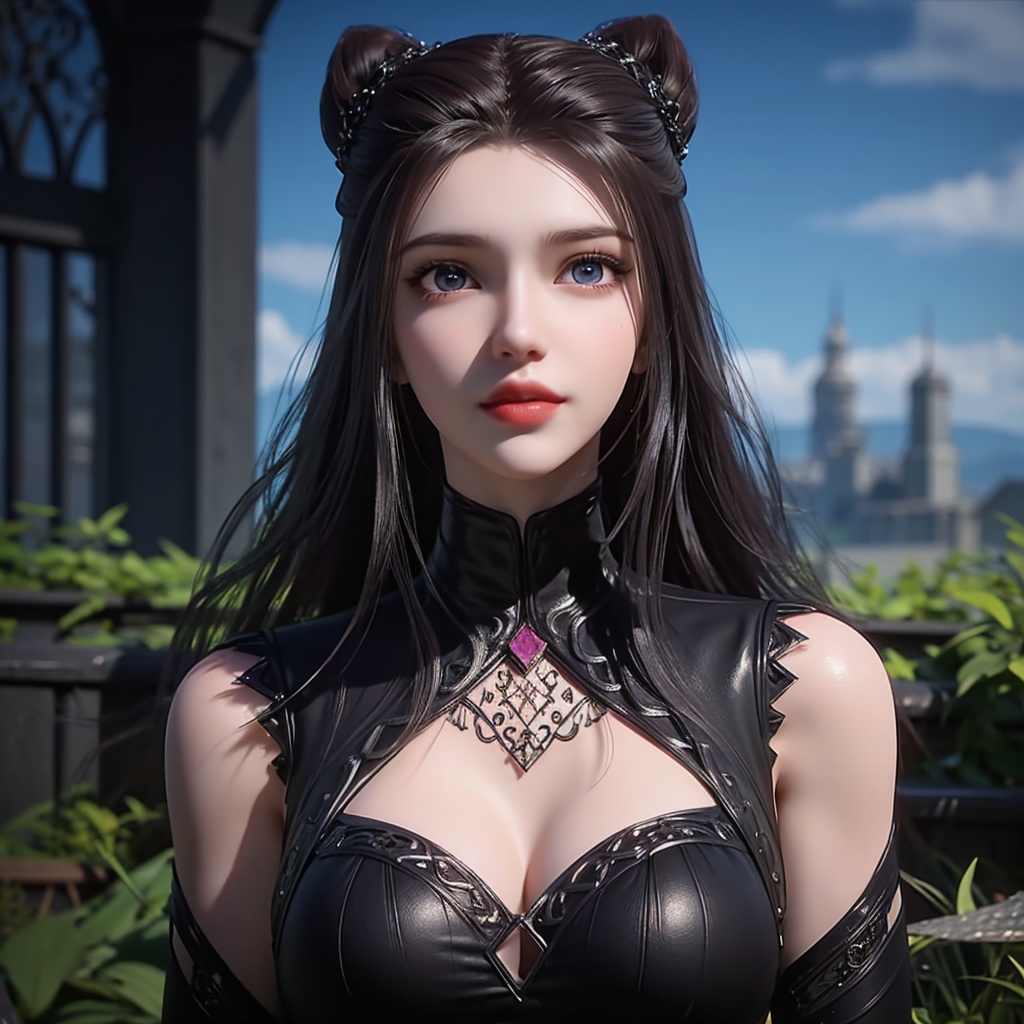 ultra realistic 8k cg, (epic), picture-perfect face, perfect face, beautiful face,perfect artwork, masterpiece,medieval, gothic, fantasy, detailed background, realistic lighting,perfect female body,curvy body,skindentation:1.3,glowing eyes,intricate detail, delicate pattern,looking at viewer, cowboy shot,black long hair,lipstick0.4,nsfw, <lora:zhuzhuqing:0.8>