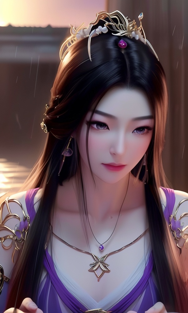 (,1girl, ,best quality, ),looking at viewer, <lora:395-DA-凡人修仙传-紫灵:0.8> ,,ultra detailed 8k cg, ultra detailed background ,ultra realistic 8k cg, flawless,  tamari \(flawless\), professional artwork, famous artwork, cinematic lighting, cinematic bloom, (( , )),, dreamlike, unreal, science fiction,  luxury, jewelry, diamond, pearl, gem, sapphire, ruby, emerald, intricate detail, delicate pattern, charming, alluring, seductive, erotic, enchanting, hair ornament, necklace, earrings, bracelet, armlet,halo,masterpiece, (( , )),, realistic,science fiction,mole,   ,cherry blossoms,,(((Best quality, masterpiece, ultra high res, (photorealistic:1.4), raw photo, 1girl, ,rain, , sunlight, sunset, qianqiu wanxia,     )))  (()), (), , jewelry, necklace, solo, , , , hair_ornament, , earrings,large breasts,,  , ,