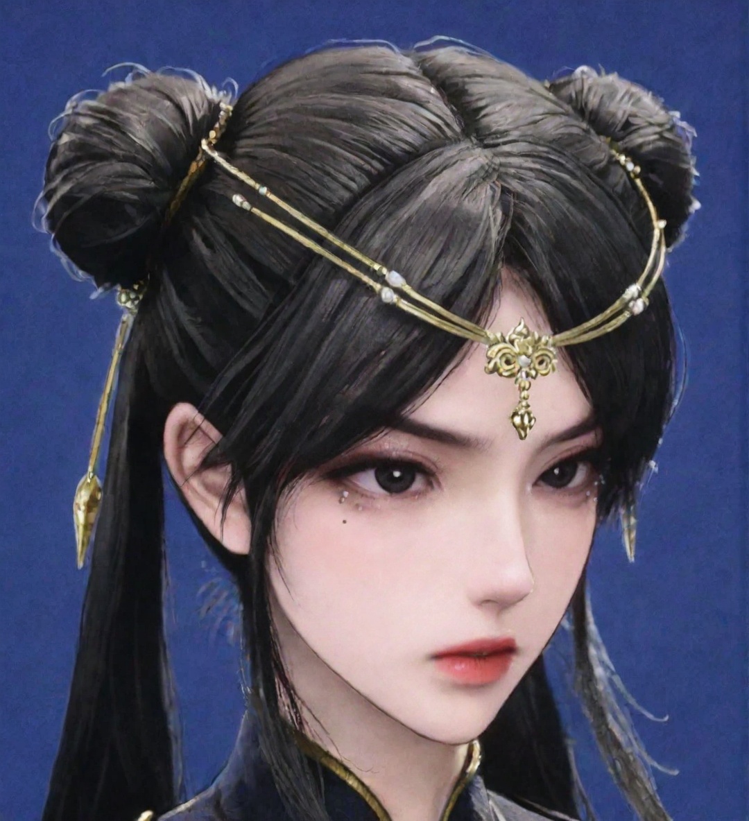 ((very awa)),solo,highly detailed,(best quality),((masterpiece)),1girl,<lora:鸽正则nbXL:0.3>,ge,chi,<lora:chi正则100nbXL:0.8>,painting \(medium\),large breasts,<lora:李少英nbXL:0.8>,lishaoying,black hair,hair bun,double bun,simple background,